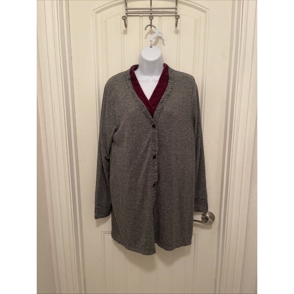 Cuddl Duds Cardigan Sweater Women’s Size M Gray Black PepperComfy Casual Leisure - Picture 1 of 16